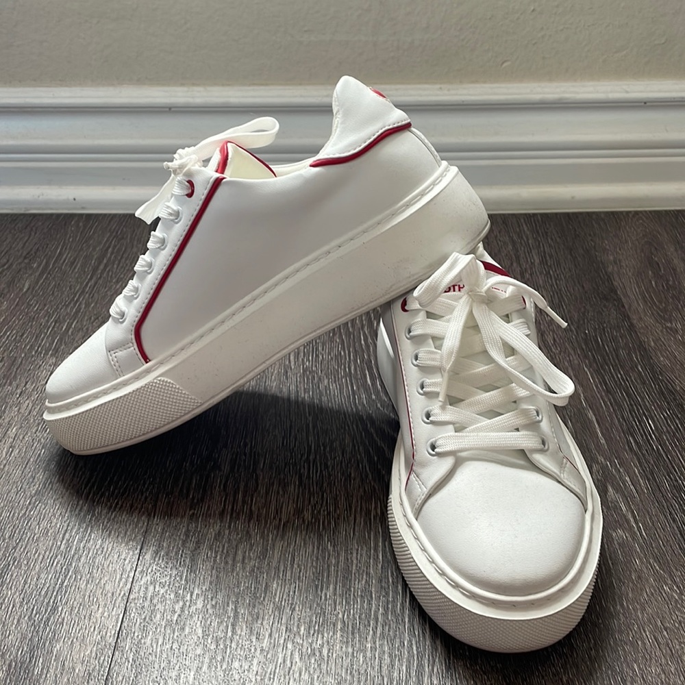 Stylish White and Red Women's Sneakers